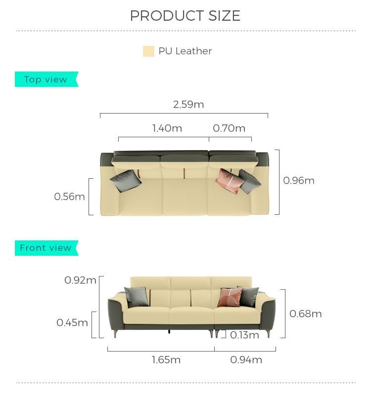 Down with Armrest Wooden Genuine Leather American Classic Fabric Sofa