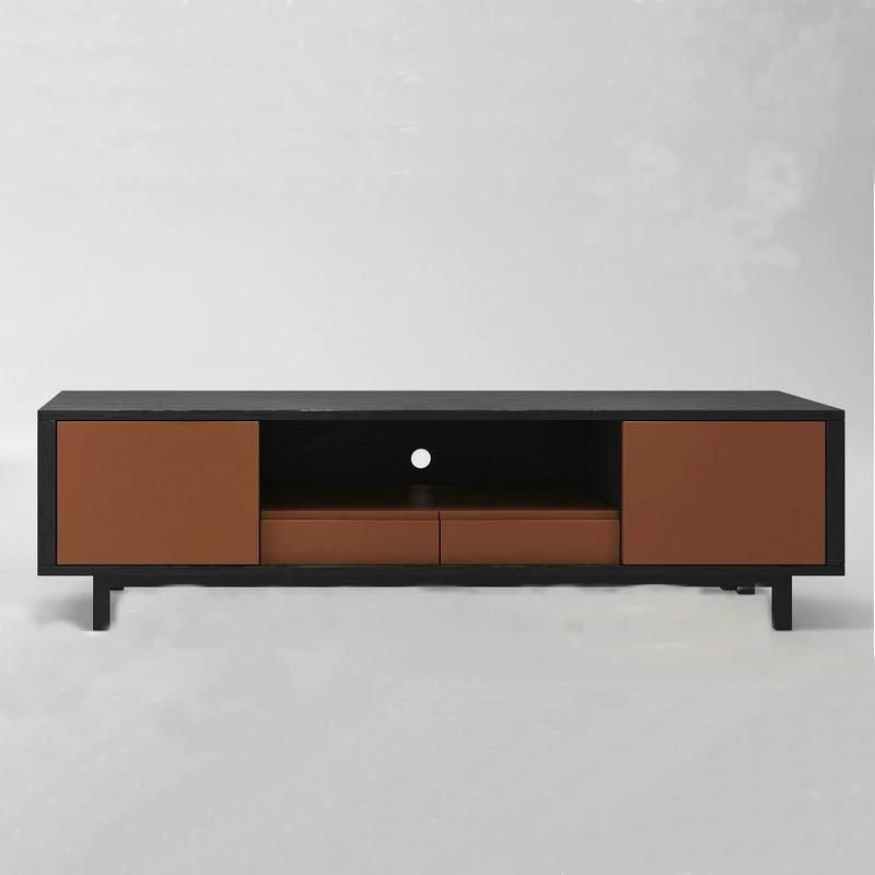 Modern Living Room Furniture 2door 2 Drawer Metal Base 2 Tone Finish TV Stand Entertainment