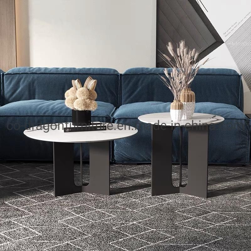 Luxury Livingroom Furniture Marble Top Coffee Table with Steel Legs