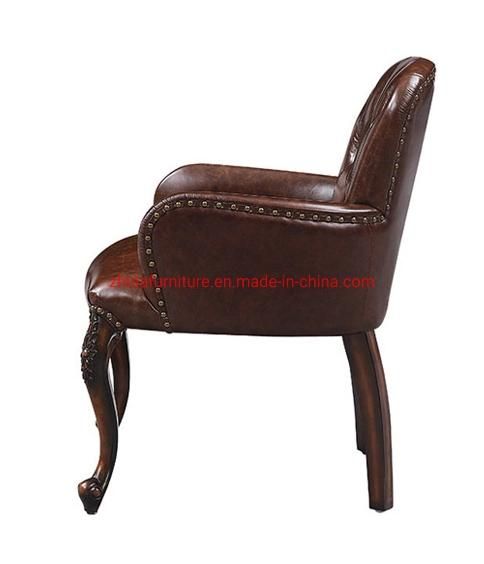 Genuine Leather Living Room Book Wooden Chair for Living Room Furniture