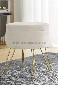 Living Room Footstool Luxury Elegant Stainless Steel Ottoman Gold Hotel Stool