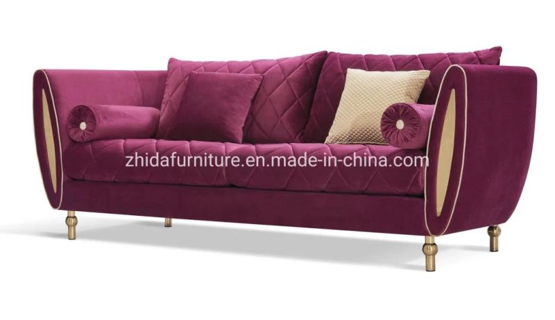 Luxury Classic Living Room Furniture Fabric Sofa with Gold Feet