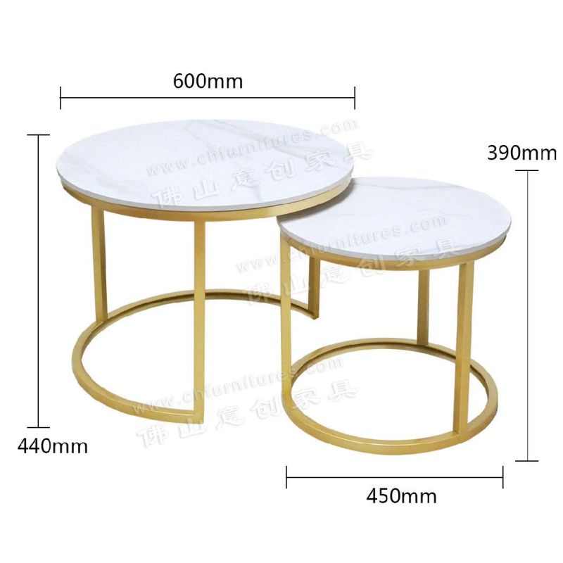 Modern Simple Small Apartment Home Living Room Rock Board Round Combination Coffee Table