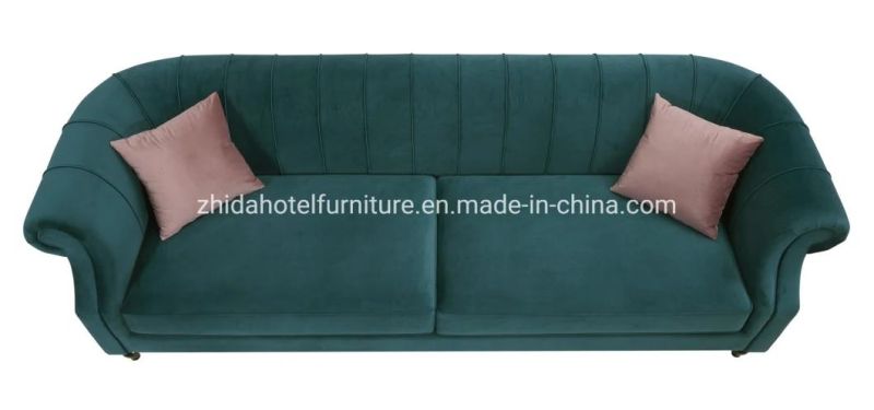 Restaurant Sofa Living Room Furniture Wooden Fabric Hotel Lobby Sofa