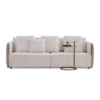 High-End Glossy Stainless Steel Frame Feather Down Sofa Italian Style Contemporary Sofas Couch