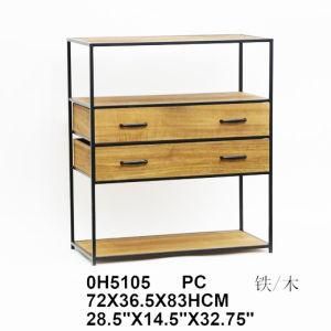 Industrial Furniture Metal Frame Storage Wooden Table with Drawer