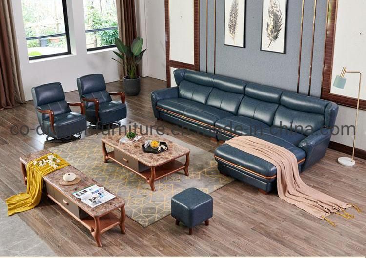 Modern Furniture Metal Legs Leather Sofa Chair with Wooden Arm