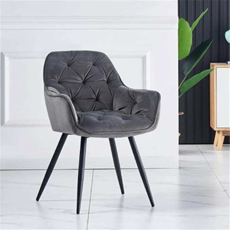 Dark Grey Velvet Metal Legs Living Room Single Sofa Chair