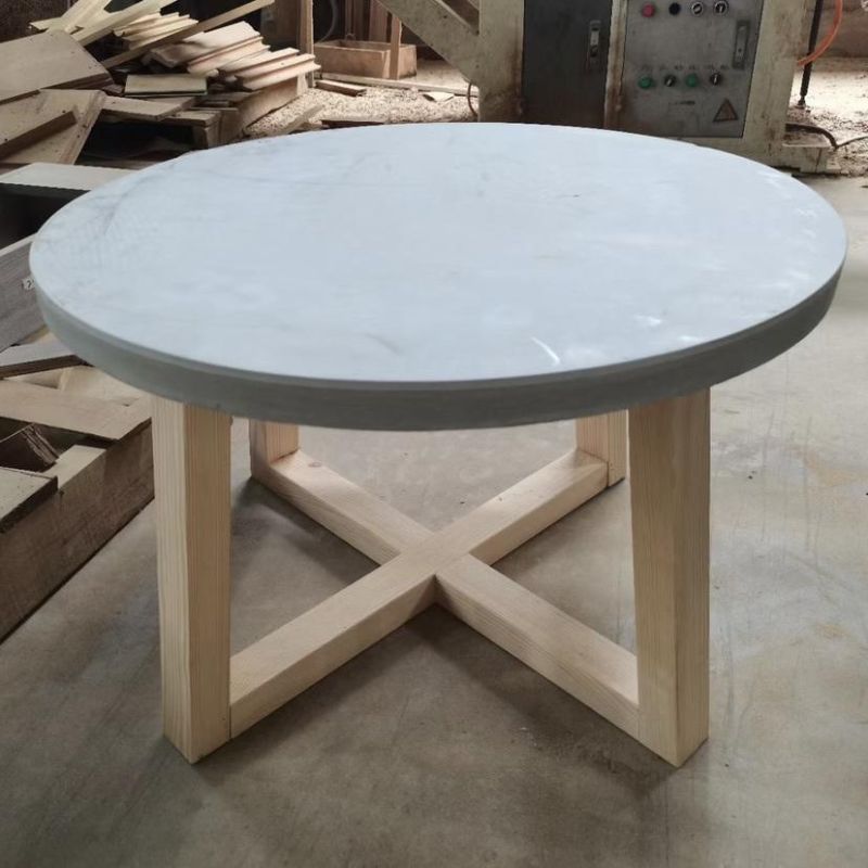 Modern Simple New Style Cheap Hot Sale Magnesium Oxide Cement Side Tea Table Top Designers Round Separate Hotel Home Furniture Coffee Wood Bedroom Living Room