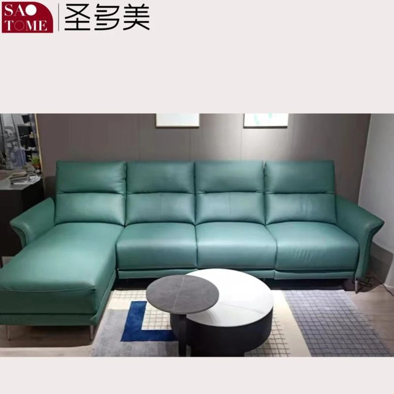 Modern Smart Home Private Cinema Leather Eucalyptus Wood Frame Functional Sofa
