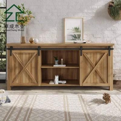 Farmhouse Style Wooden Storage TV Console Stand Cabinets