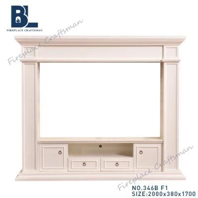 Simulation Marble White Fireplace TV Stand with Drawer and Storage Cabinet 346b