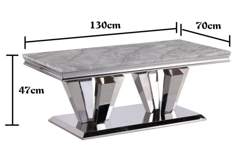 European Silver Stainless Steel Home Apartment Furniture Modern Antique Stone Tea Coffee Table