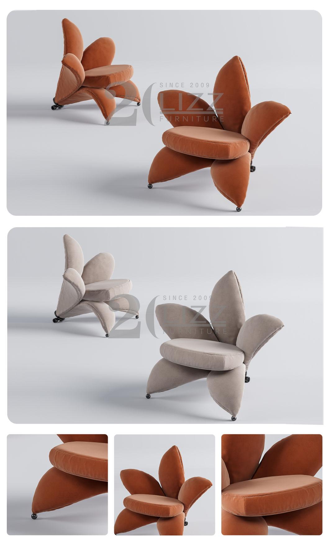 Newly Nordic Unique Design Modern Home Furniture Leisure Living Room Bedroom Comfort Velvet Fabric Flower Chair