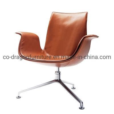 Modern Swivel Adjustable Leisure Chair with Metal Legs and Leather