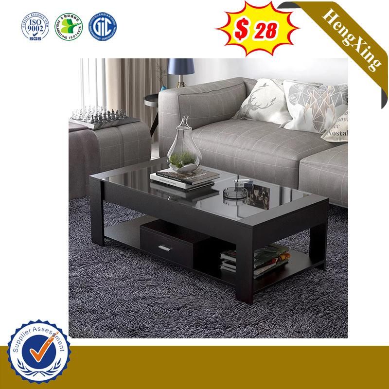 Simple TV Floor Stand Wood Glass Living Room Furniture Coffee Table (IMG-5817)