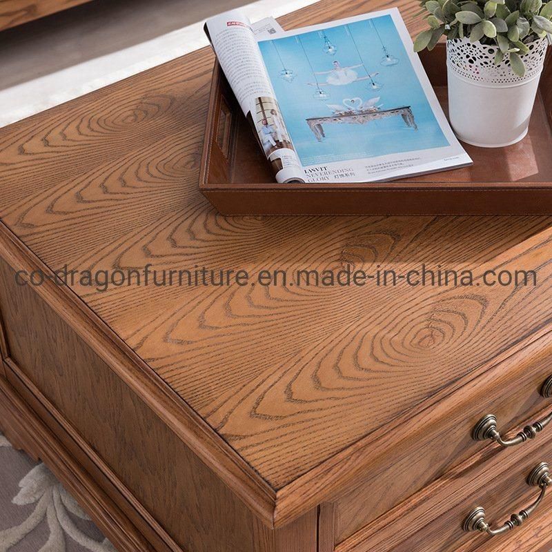 European Style Wooden Coffee Table with Drawer for Home Furniture