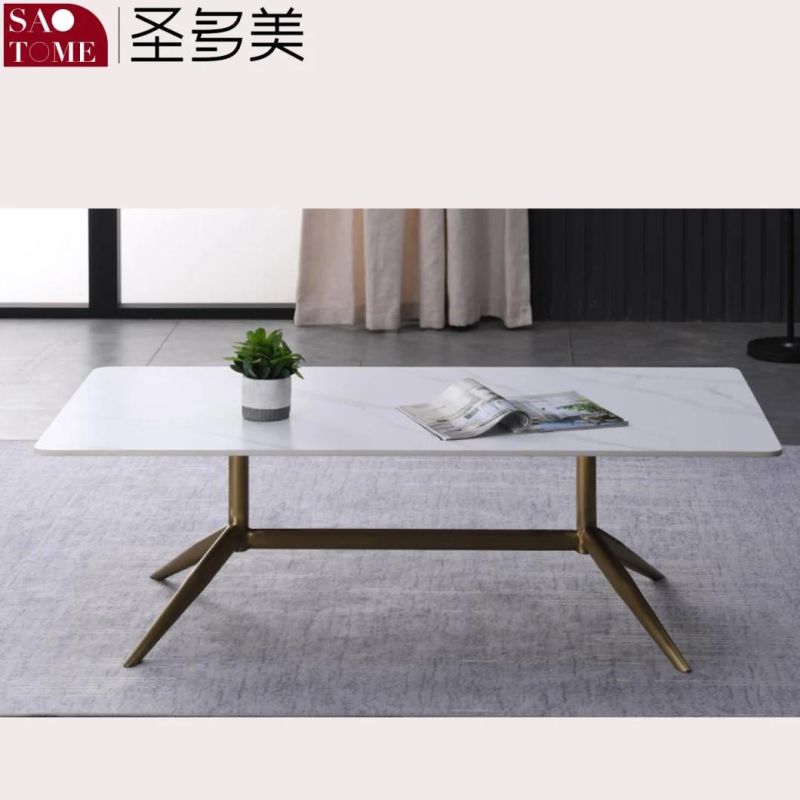 Modern Light Luxury Leisure Furniture Living Room Rectangular Countertop R Angle Craft Coffee Table