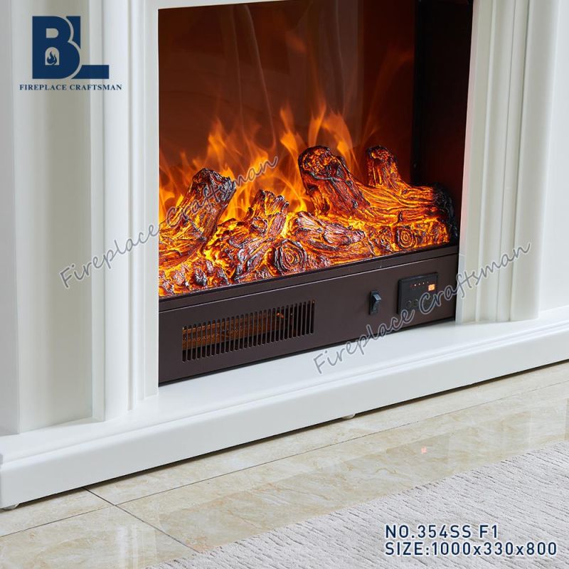 Simple Design CE Certification LED Lights Flame Pellet Stove Electric Fireplace Wooden Resin Mantel Living Room Furniture