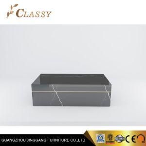 Modern Luxury Rectangular Marble Coffee Table with Brass Special Design