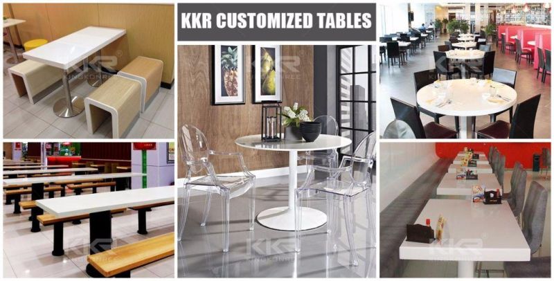 White Marble Solid Surface Resin Stone Rectangular Dining Table and Chairs