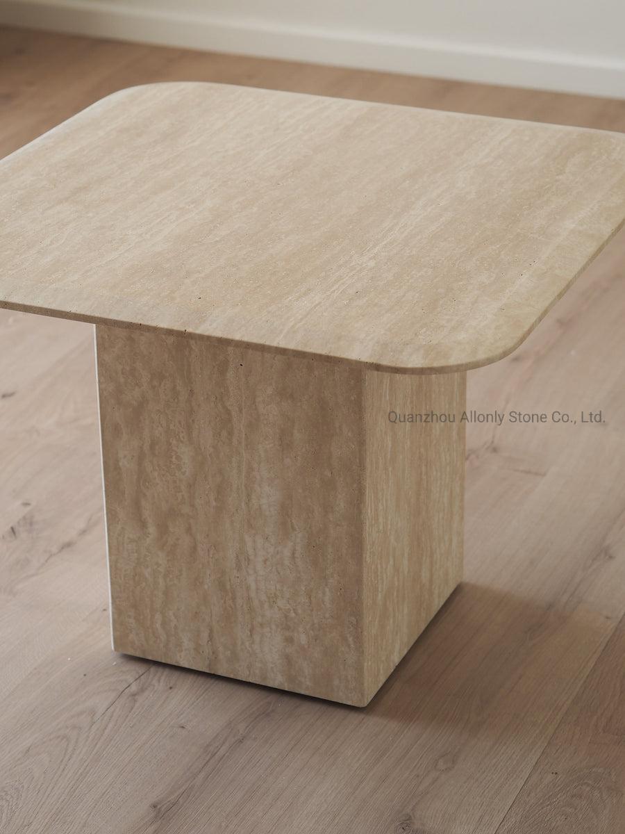 Living Room Furniture Natural Stone Travertine Nesting Side Table