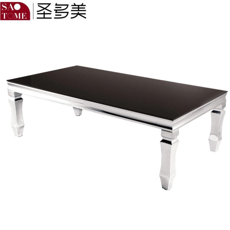 Glass Stainless Steel Style Rectangular Tea Table Side Table Coffee Table