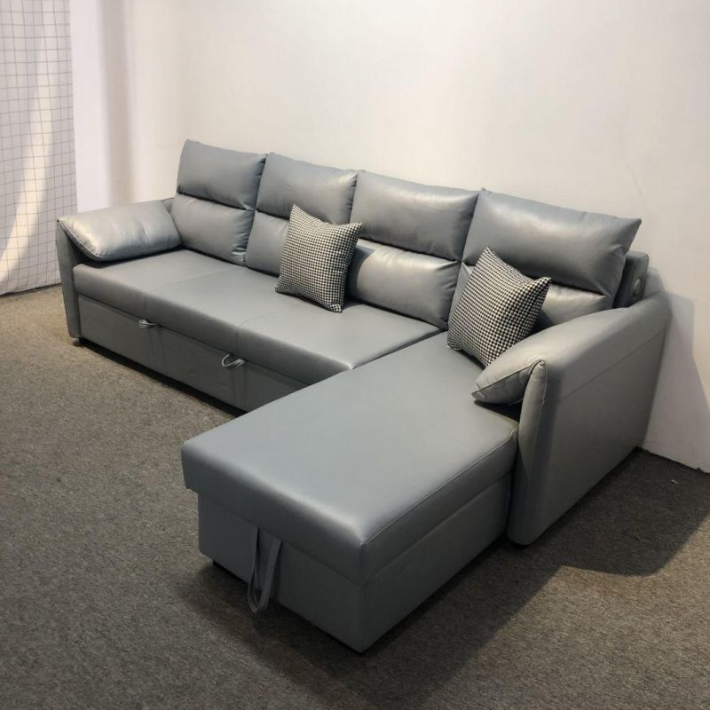 Italian Sofa Villa Living Room Combined Dual-Purpose Storable Rechargeable Sofa Bed