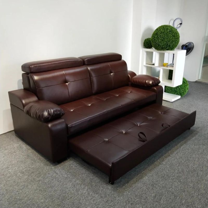 Two Seat Adjustable Back Leather Office Sofa Bed Foldable