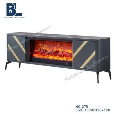 Marble Top LED Flame Cheminee-Electrique Electric Fireplace Wood Burning Heater Insert and TV Stand for Living Room Furniture