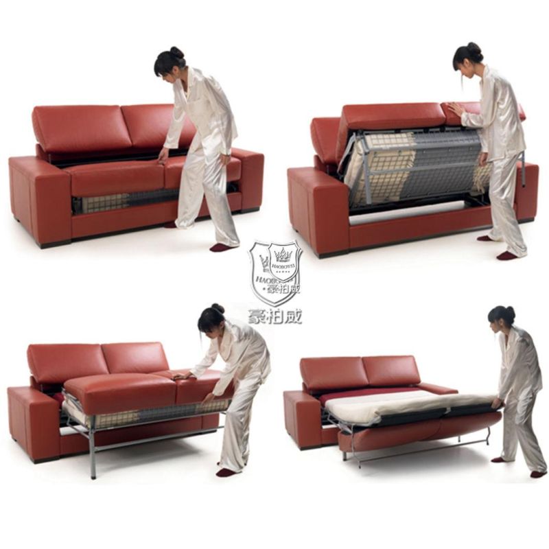 Modern Genuine Leather Hotel Sofa Bed