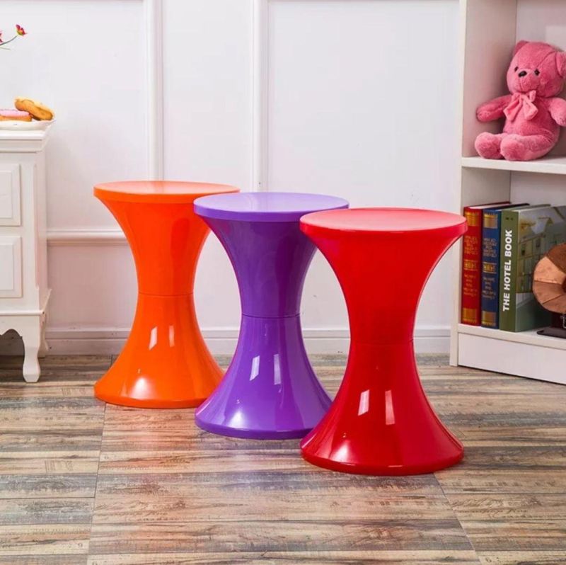 Customized Red Plastic Unique Design Stacking Stool Storage Folding Drum Stool