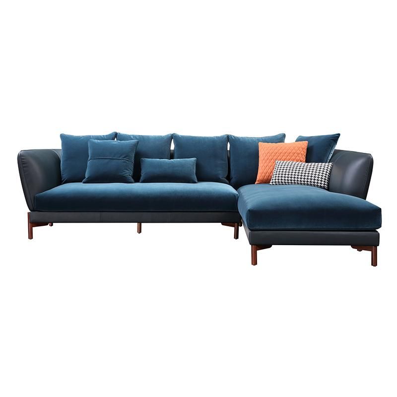 Italian Style Contemporary Sectional Sofas L Shape Villa Use Feather Down Leisure Lazy Sofas Couch Foshan Furniture Manufacturer