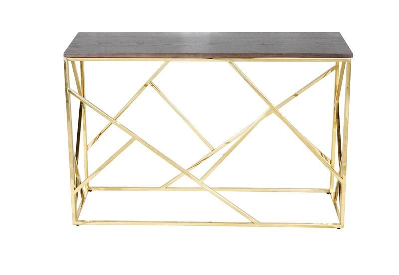 Metal Console Strip Desk Tea Factory Golden Chrome Stainless Steel Leg Glass Top Console Table