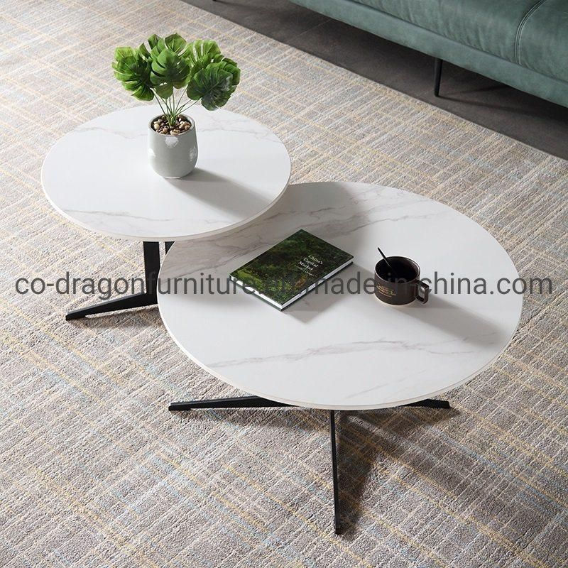 Fashion Home Furniture Steel Coffee Table Group with Marble Top