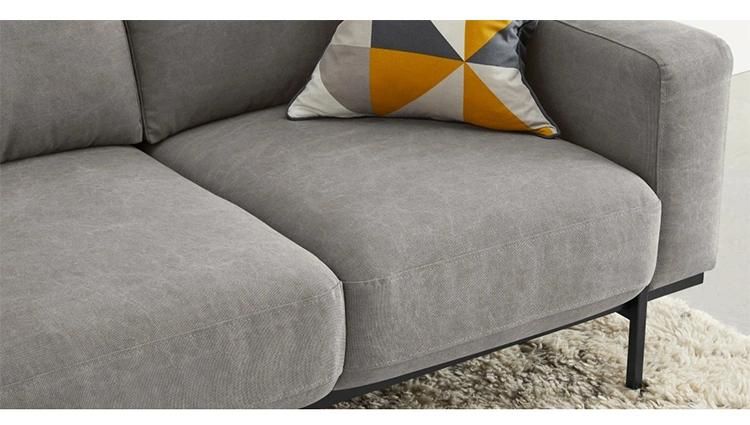 Living Room Furniture Washed Grey Cotton Modern Lounge 3 Seater Sofa Velvet