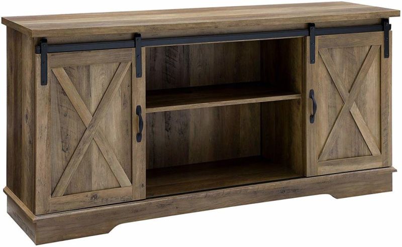 58" Double X Design TV Stand with Storage Doors