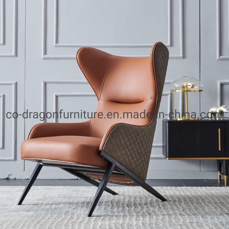 Luxury Home Furniture Metal Legs Leather High Back Leisure Chair