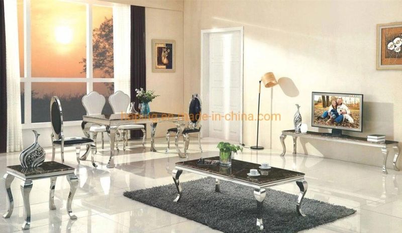 Living Room Furniture Luxury Modern Wedding Stainless Steel Dining Table and Chair Sets