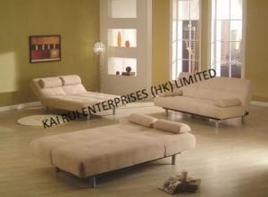 White Microfabric Plasting Legs Sofa Bed