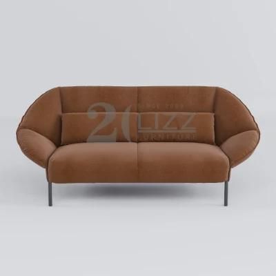 Italian Original Design Brown Fabric Modern Upholster Home Furniture 2 Seater Living Room Sofa Chair