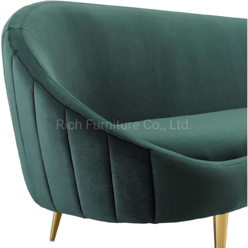 Home Modern Chaise Lounge Sofa Living Room Green Velvet Lovesets Sleeper Sofa