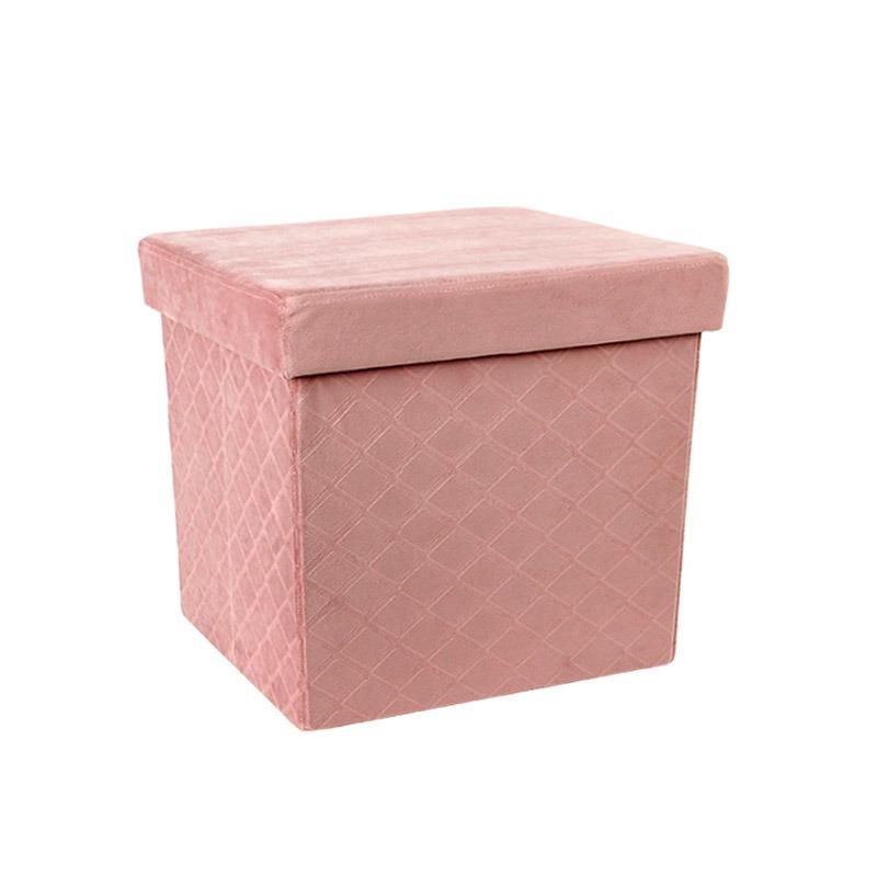 Custom Portable Shoes Changing Stool Luxury Velvet Foldable Storage Ottoman