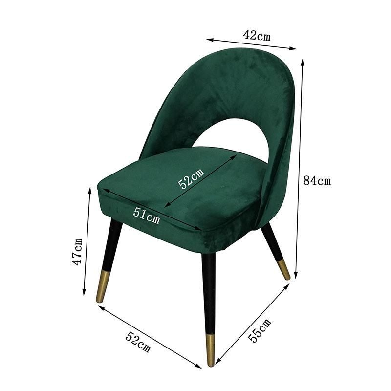 Hot Sale Modern Luxury Home Furniture Green Velvet Metal Chair for Restaurant Room Dining Chairs Sillas Stoelen