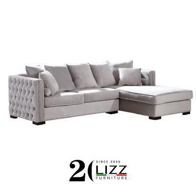 Modern L-Shape Small Sectional Living Room Furniture Fabric Corner Sofa Set