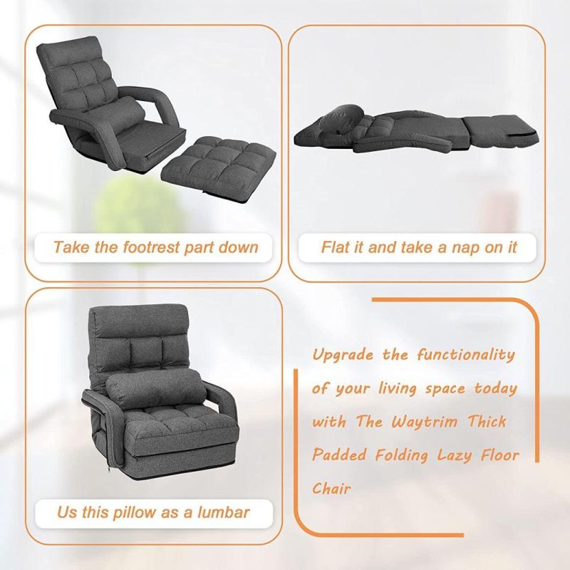 Japanese Adjustable Folding Lazy Sofa with Armrests Floor Chair