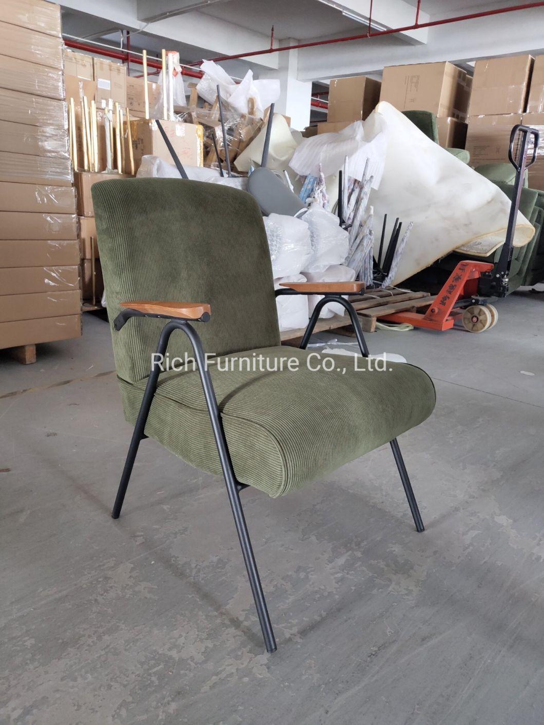 Japanese Home Furniture Metal Iron Fabric Corduroy Leisure Armchair Living Room Chair