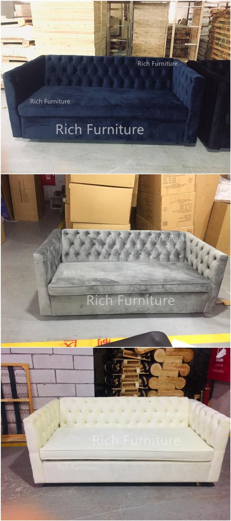 Living Bed Room Furniture Couch Vintage PU Leather Sofa Cum Bed with Metal Legs