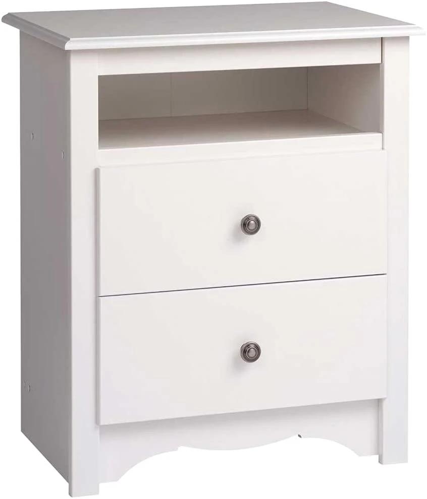 Nightstand with Drawers, White Nightstand, End Table, Bedside Table, Bedside Cupboard, Bedside Cabinets, Small Spaces Side Table