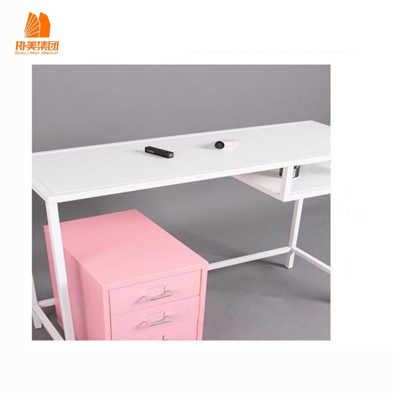 Cheap Simple Design Metal Frame Desk Home Study Writing Table with Cabinet